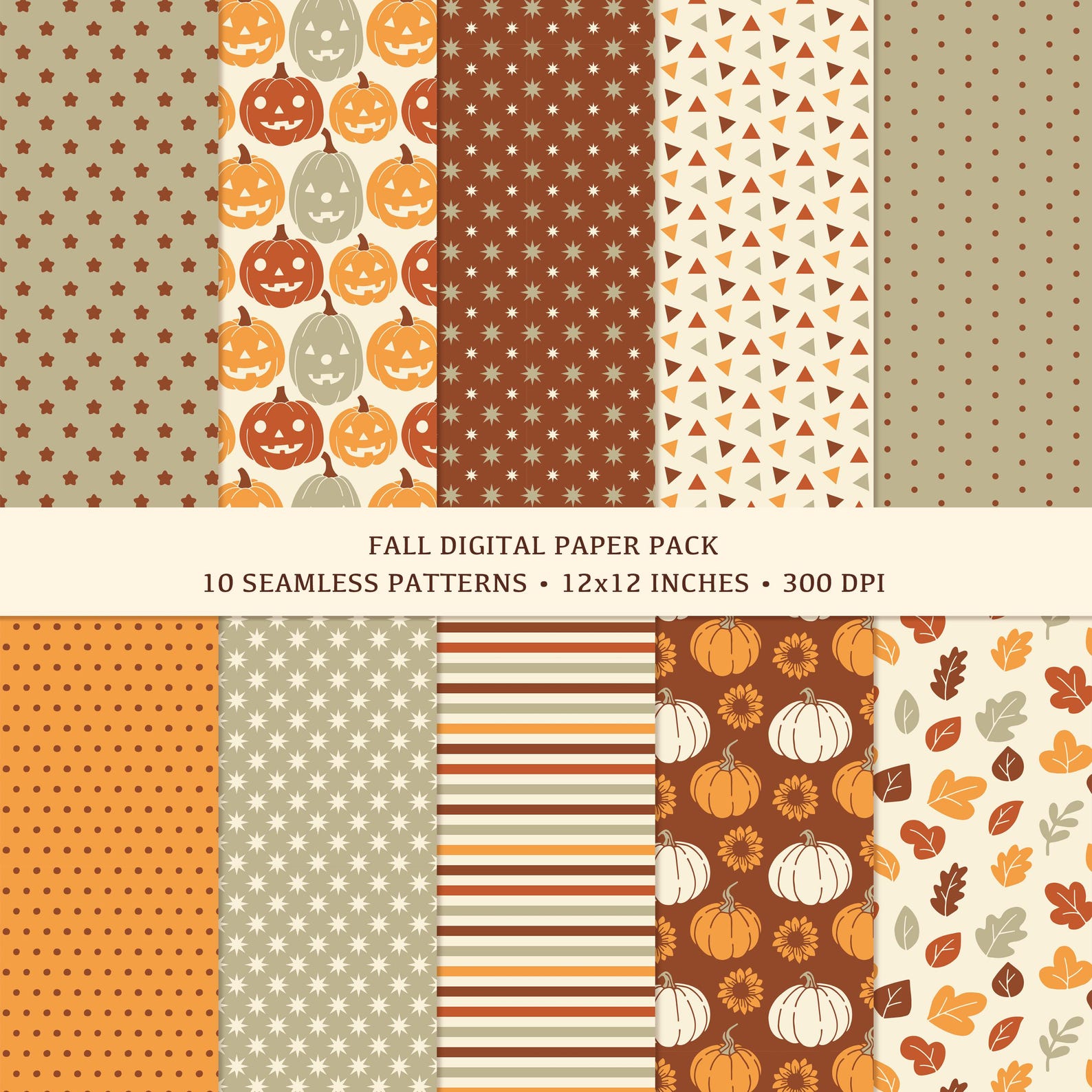Fall Digital Papers | Seamless Pattern | Digital Paper Bundle | Digital ...