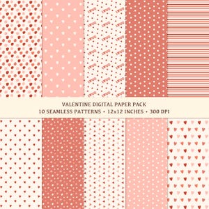 Valentine Digital Papers | Seamless Pattern | Digital Paper Bundle | Digital Scrapbook Paper | Digital Paper Pack | Digital Download
