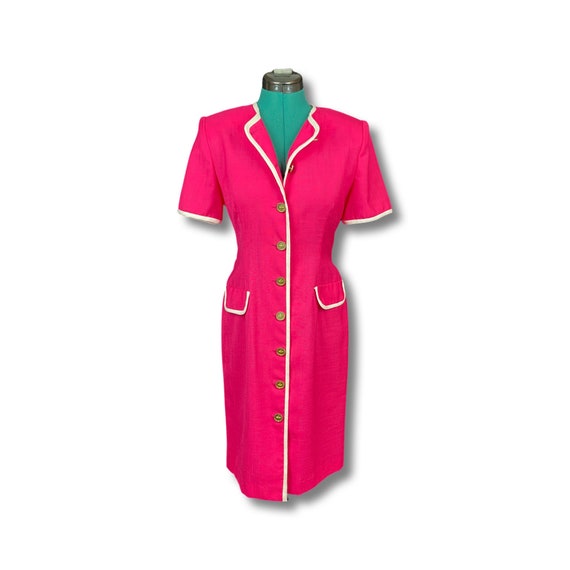 Vintage Bright Pink with White Edging 1980s/1990s… - image 1
