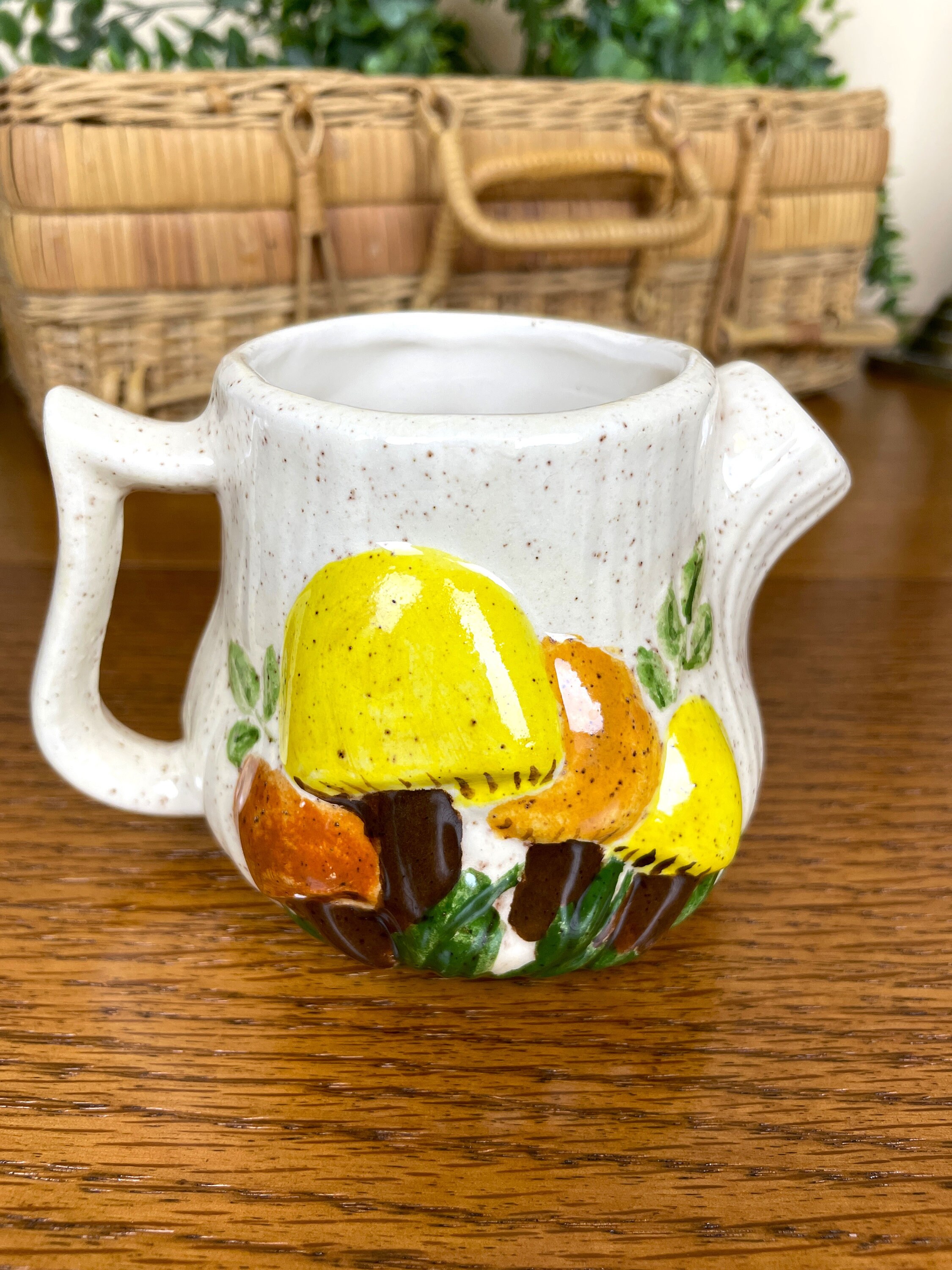 Vintage Mushroom Themed Butter Dish, Lidded Sugar Bowl, and
