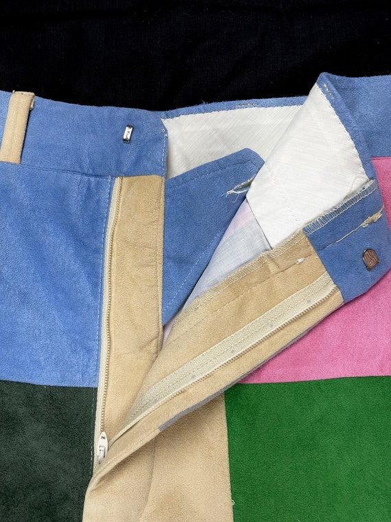 Men's funky 1970s colorful patchwork pants - image 5