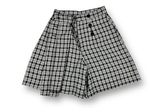 Vintage Plaid Skort 26" Waist Size 2/4 S/XS Black… - image 8