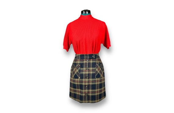 Vintage Wool Blend Plaid Mini Skirt 90s does 70s … - image 1