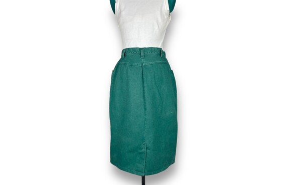 Vintage Dark Forest Green Denim Wrap Skirt 30" Wa… - image 4