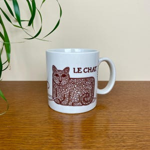 Vintage 1970s Taylor and Ng Mug Le Chat Brown Cat, Mouse and Ball of Yarn Signed by Artist Win Ng San Francisco Coffee Tea Eclectic Quirky