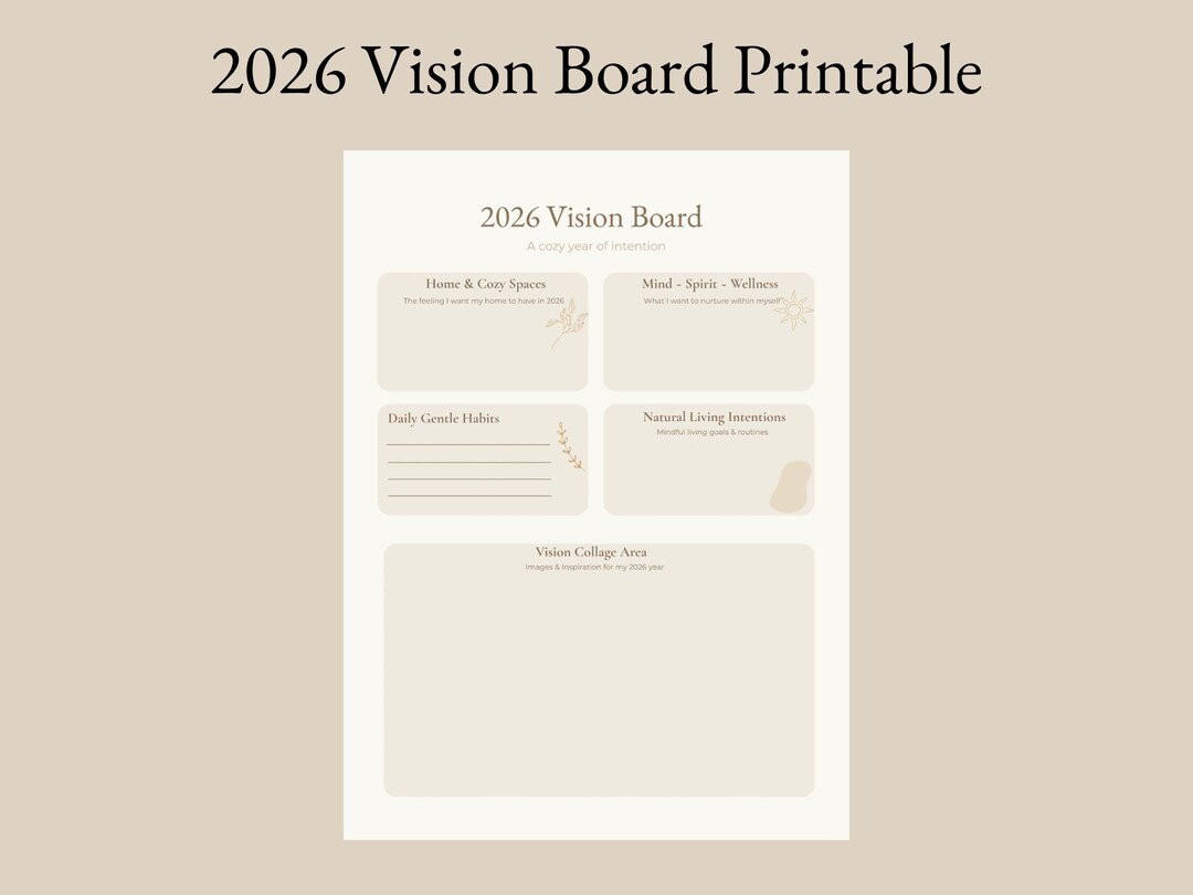 2026 Vision Board Printable | Intention & Reflection Planner (PDF ...