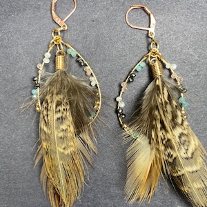 Bohemian Tear Drop Feather Earrings