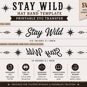 Stay Wild Hat Band SVG Template | Ranch Road Collection Western Leather Pattern