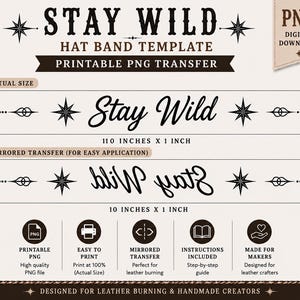 Stay Wild Hat Band PNG Template | Ranch Road Collection Western Leather Pattern