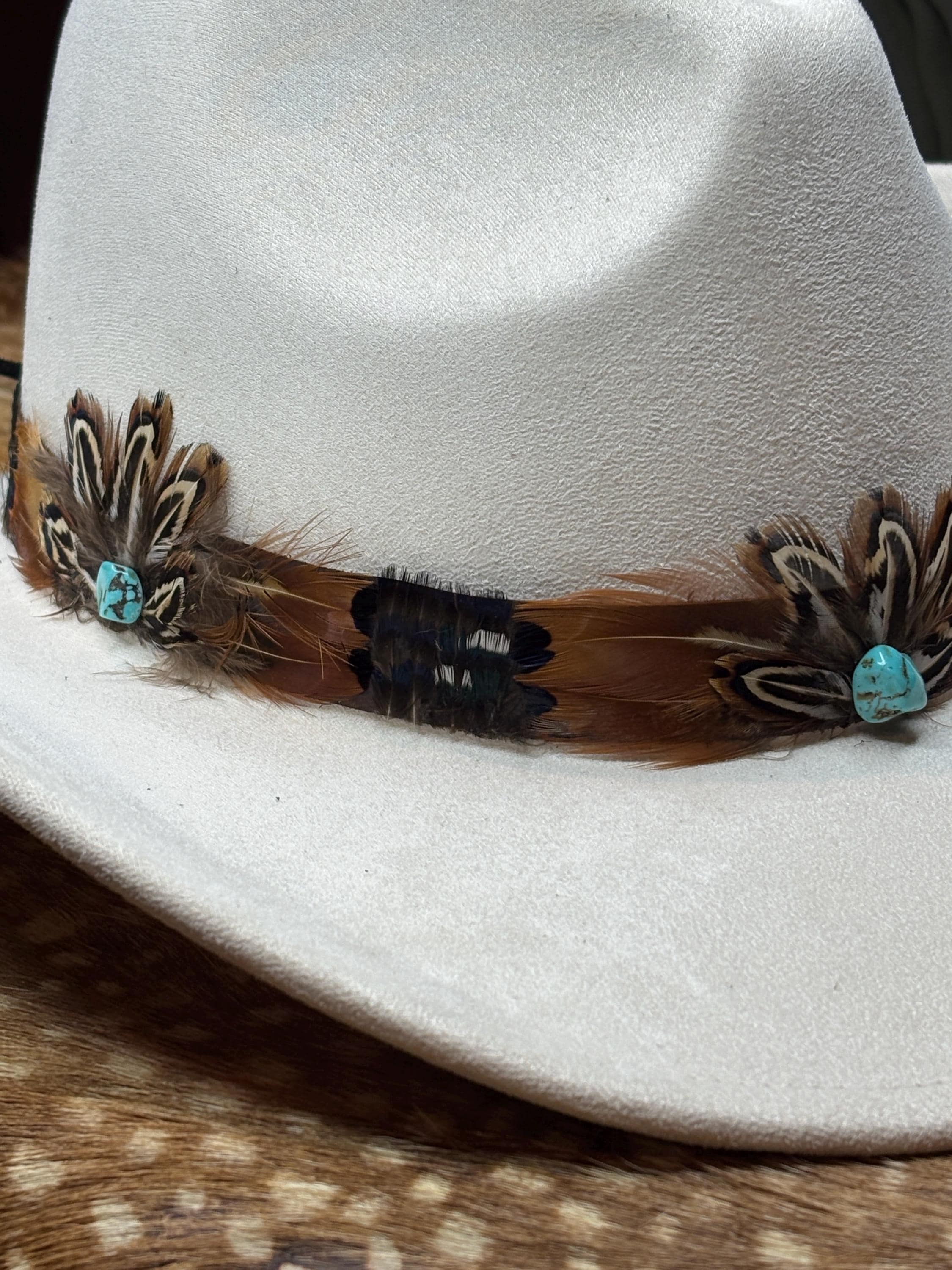 Feather Hat Band Adjustable Western Boho Chic Handmade Accessory Unisex Western Feather Hat Band for Cowboy Hats AU-FHB-02 | eBay main image 2