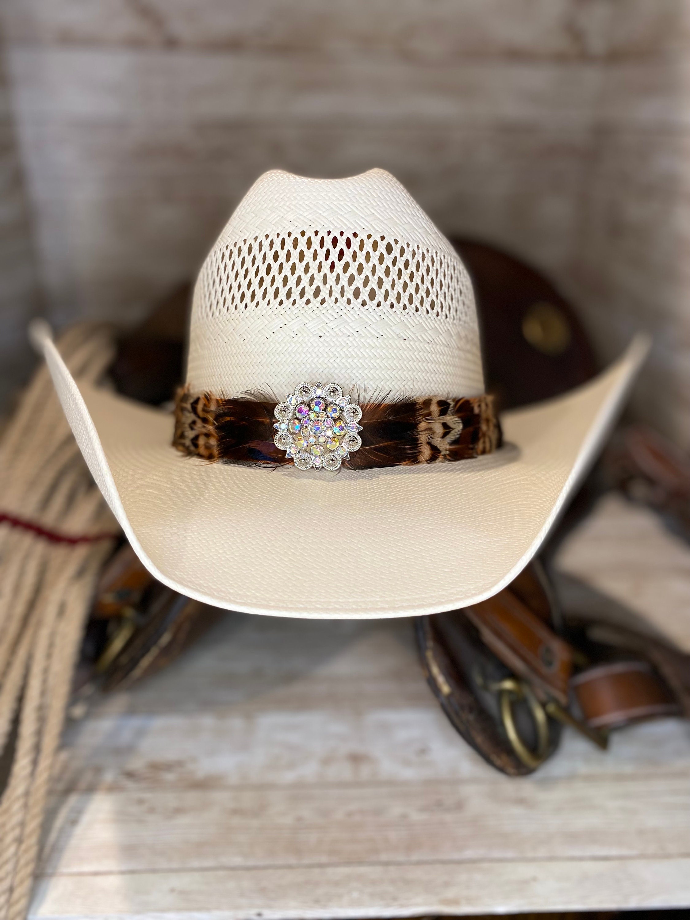 Rhinestone Stretchable Hat Bands for Cowboy Women Panama Hat Belt Bling  Western Hat Accessories Adjustable Hat Jewelry