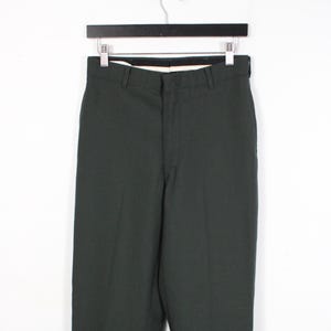 Vintage Army-Green Wool-Blend Trousers | 90s Military Serge Poly-Wool Classic Dress Pants | Timeless Menswear