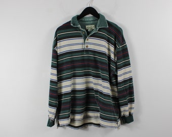 Polo de rugby / haut barbare Eddie Bauer vintage des années 90 / vêtements hip hop / streetwear