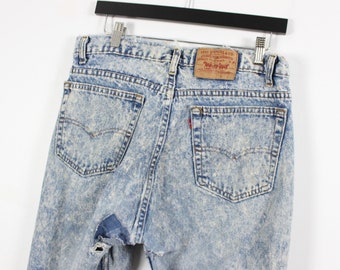 Levi's 505 Jeans / Vintage Acid-Wash Denim Trouser / 90s / 80s Clothing / Western Cowboy / 36x30