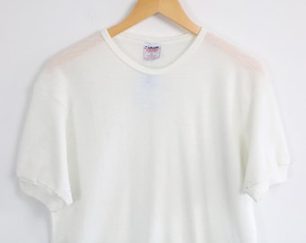 Damart Thermolactyl T-Shirt | Vintage 1980s White Thermal Knit Short Sleeve | Classic Lightweight Base Layer
