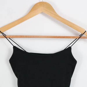 Black Cami Top | Vintage Spaghetti Strap Fitted Camisole | Minimal Layering Top