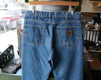 Pantalones vaqueros Carhartt / Estilo vintage de los años 2000, de mezclilla azul claro, corte relajado, ideales para el trabajo / Clásicos de cinco bolsillos