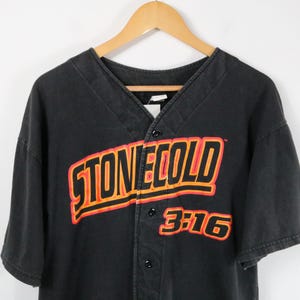 T-shirt WWF.com | Vintage années 90, logo Stone-Cold 316 à l'avant et tête de mort d'Austin au dos | T-shirt à boutons, produit dérivé de catch