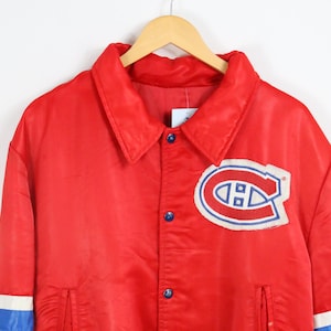 Montreal-Canadiens Jacket | Vintage Satin Snap-Front Jacket | Hockey Team Outerwear