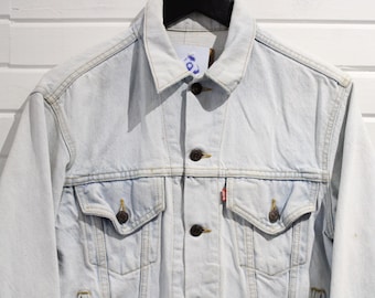 Vintage Levi's Denim Trucker Jacket - Light Wash Jean Coat, Size 42