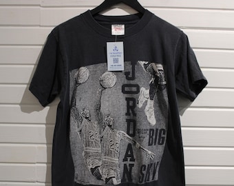 Maglietta Chicago-Bulls Jordan Big Sky / Maglietta da basket vintage anni '90 con grafica Michael Jordan / Abbigliamento sportivo NBA