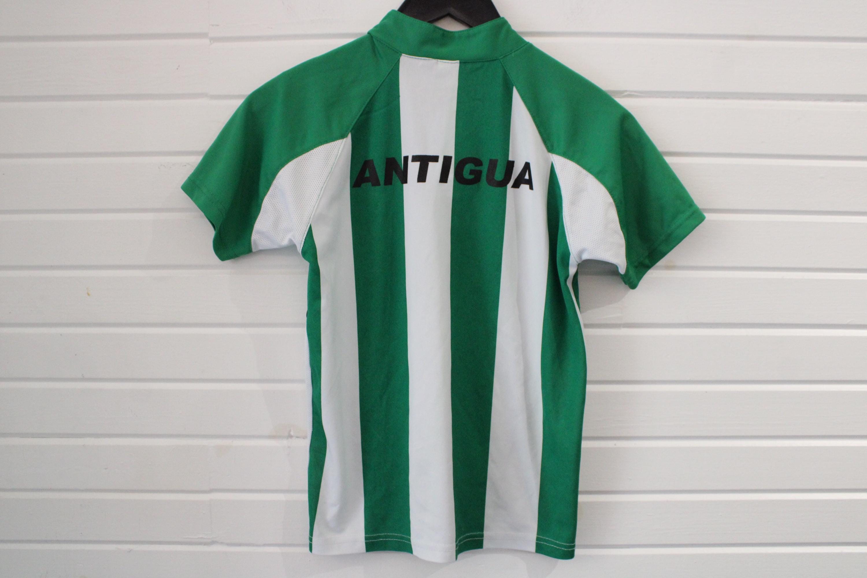 Antigua-gfc Soccer Jersey Vintage 2000s Green-white Striped