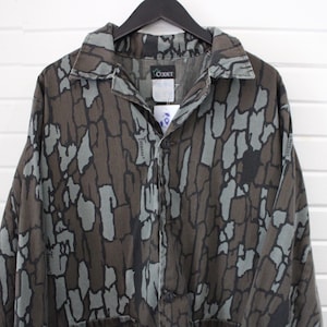 Codet Trebark Camo Button-Up Shirt | Vintage 80s Outdoor Hunting Shirt | Classic Woodland Camouflage