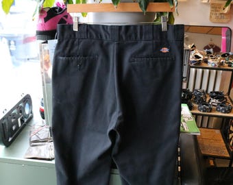 Calças de trabalho Dickies | Calças pretas de corte reto vintage dos anos 2010 | Roupa de trabalho clássica e durável