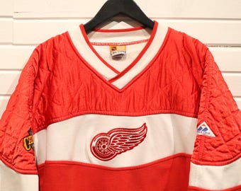 Sudadera Apex-One Detroit-Red-Wings NHL / Sudadera vintage de hockey con hombros acolchados de los años 90 / Ropa deportiva clásica