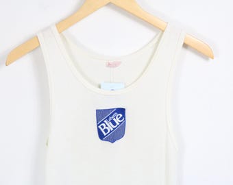 Body PMS | Body vintage canelado com patch de logo | Macacão branco sem mangas