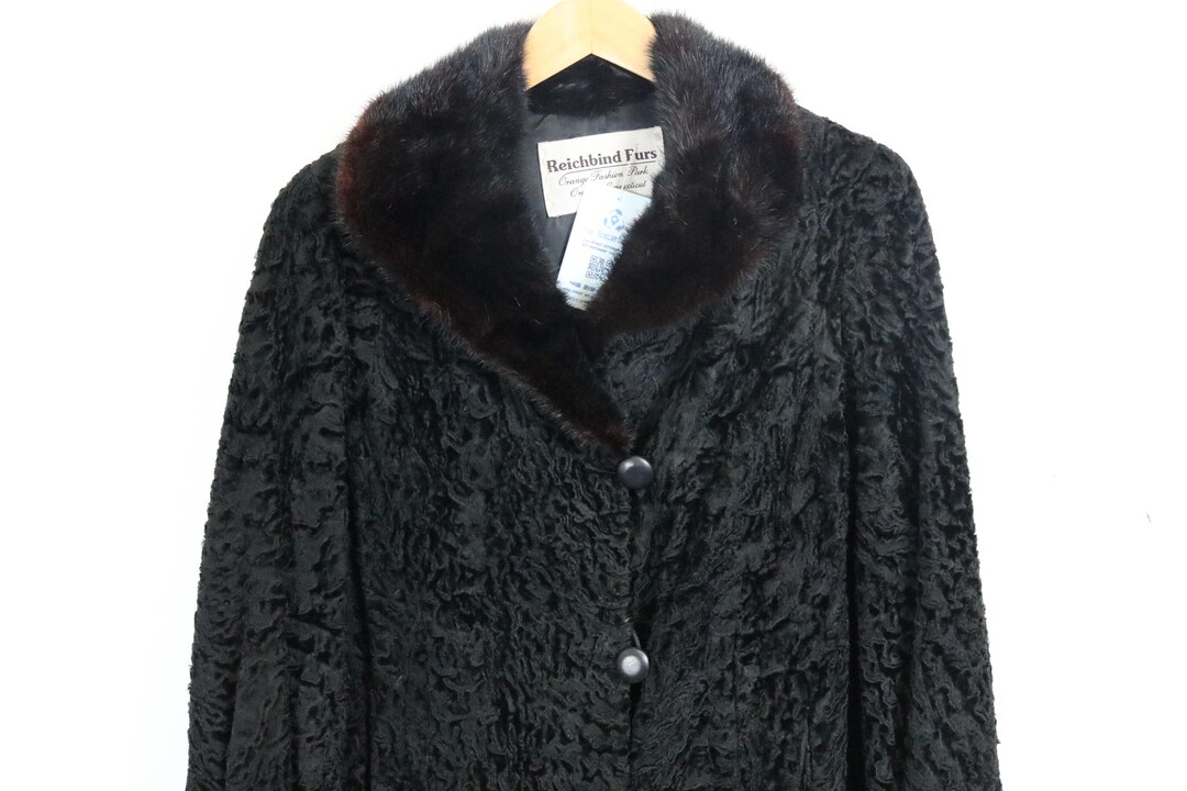 Reichbind Furs Reichbind Furs Persian Lamb Coat | Vintage 1950s Black Fur Collar Swing ...