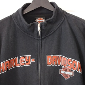 Harley-Davidson Zip-Up Hoodie | Vintage Biker Flame Graphic Sweater | Peterborough Ontario Canada Back Print
