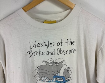 Koszulka z kotem Boynton w stylu vintage | Lifestyles Broke Obscure Cartoon Humor Top