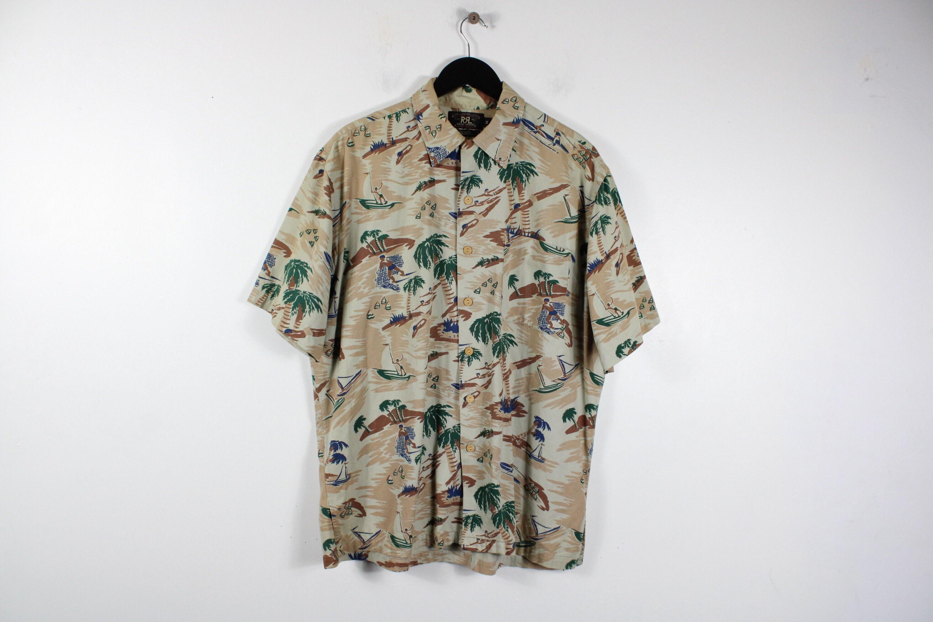 Vintage Rrl Ralph Lauren Hawaiian Shirt - Tropical Floral Print 