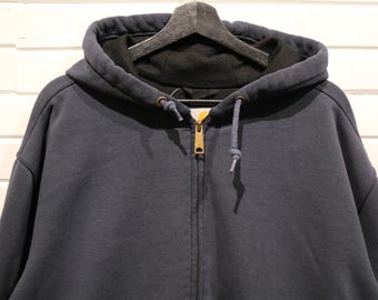 Vintage 1990s Carhartt Full Zip Embroidered Hoodie / 90s Hoodie