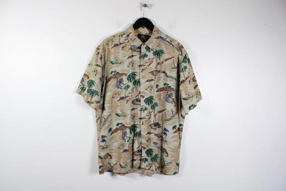 Vintage Rrl Ralph Lauren Hawaiian Shirt Tropical Floral Print, 90s 