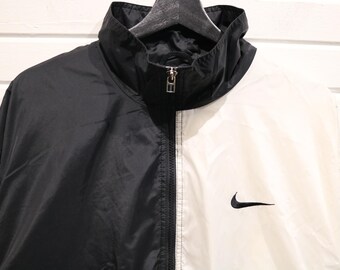 nike windbreaker half black half white