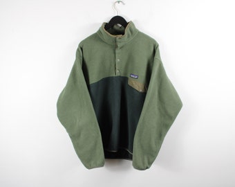 Patagonia fleecejack/vintage pull-over anorak wollig/jaren 90 kleding