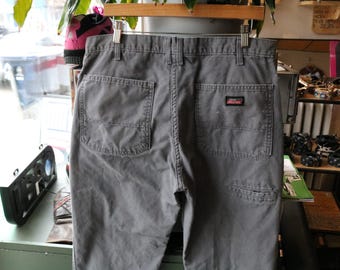 Calças de trabalho Dickies | Calças utilitárias cinza vintage dos anos 2010 para carpinteiros | Roupa de trabalho durável para o dia a dia