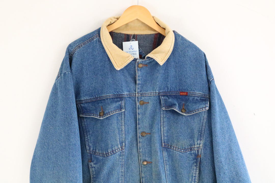 Rustler Jean Jacket Rustler Denim Jacket | Vintage Plaid Blanket Lined Denim Jacket ...