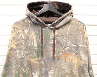 Sudadera con capucha Realtree / Sudadera con capucha estilo vintage de los 2000 con logo naranja y estampado de camuflaje / Sudadera para actividades al aire libre y caza