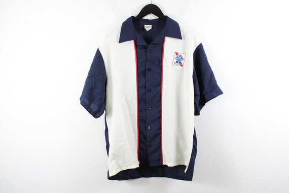 Vintage 1980s Pabst Blue Ribbon Bowling Button-up Shirt 