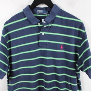 Ralph-Lauren Polo Shirt | Vintage Classic Preppy Striped Polo Top | Men&#39;s XL Casual Streetwear
