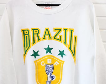 Brazil CBF Sweatshirt | Vintage 90s Soccer Crest Crewneck | Brazil Football Pullover
