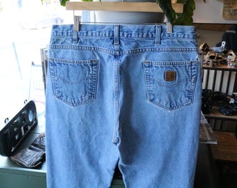 Pantalones vaqueros Carhartt / Estilo vintage de los años 90, de mezclilla azul claro / Ropa de trabajo clásica informal
