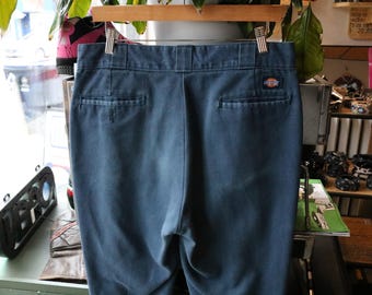 Calças Dickies | Calças de trabalho vintage azul-ardósia de perna reta dos anos 2000 | Roupa utilitária resistente para skate