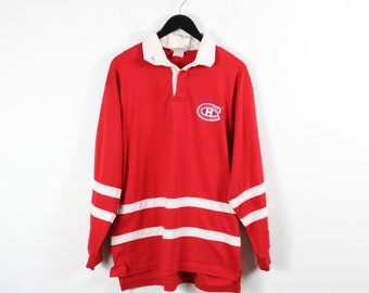 Polo de rugby / Haut barbare vintage des Canadiens de Montréal des années 90 / Vêtements hip hop / Streetwear