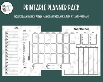 Printable Planner - Daily Planner - Weekly Planner - Weekly Meal Plan - Digital calendar
