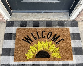 Doormat-Coir Doormat-Welcome Doormat-Front Porch Decor-Sunshine Doormat