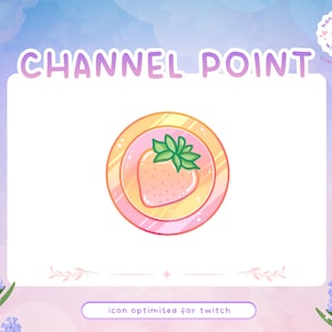 Strawberry Coin Channel Point / Emote / Sub Bit Badge for Twitch Stream Discord Role - Pastel Fruit Coin Celestial Sparkle Cottagecore Theme